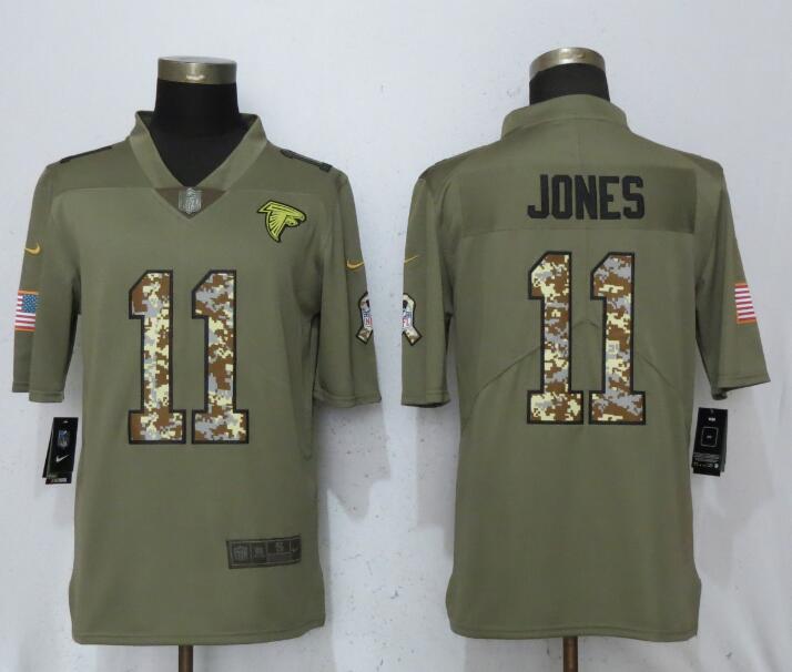 Men Atlanta Falcons #11 Jones Olive Camo Carson 2017 Salute to Service Limited Nike NFL Jerseys->baltimore ravens->NFL Jersey